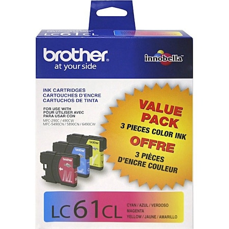 Brother Cyan, Magenta & Yellow Ink Cartridge Combo Pack LC613PKS