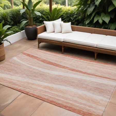 Homeroots 8' X 10' Salmon And Pink Abstract Washable Indoor Outdoor Area Rug 603710