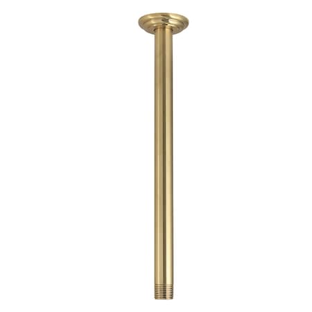 Kingston Brass 12" Rain Drop Ceiling Mount Shower Arm with Round Flange, Brushed Brass K211C7