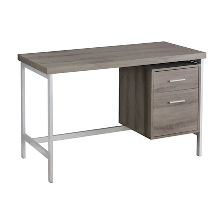 Homeroots 47" Taupe and Silver Computer Desk With Two Drawers 333388