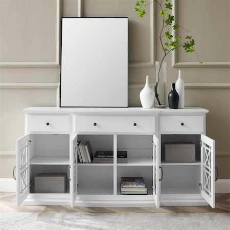 Walker Edison Furniture Walker Edison  60 in. Landon Tiered Fretwork Sideboard, White BU60LANFWWH
