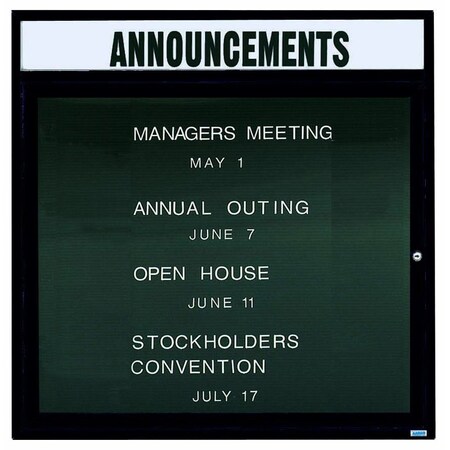 Aarco Illuminated Outdoor Enclosed Directory w/ Al Frame Header, Powder Coated Black, 36''Hx36''W OADC3636HIBK