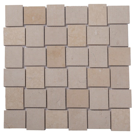 Apollo Tile Beige 11x11 Crema Marfil Marble Polished, Etched Floor and Wall Mosaic Tile 4.13 sqft/case, 5PK APLBL8806CMA