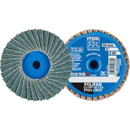 Pferd 2'' POLIFAN Mini Flap Disc - Flat - Zirconia - 60 Grit 42815