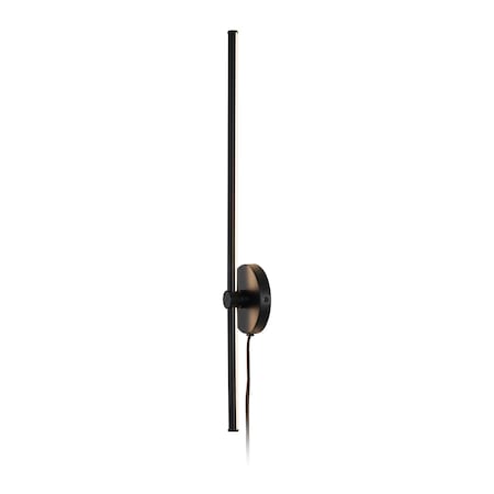 Jonathan Y Anton 27.3 in. 1-Light Modern Minimalist Iron Adjustable Bar Integrated LED Plug-In Sconce, Black JYL7136A