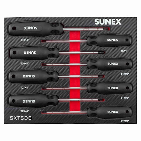 Sunex Torx Magnetic 8 Piece Screwdriver Set In Eva Foam SXTSD8