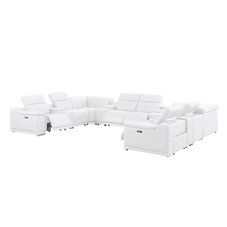 Homeroots White Leather Modular U Shaped Twelve Piece Corner Sectional With Console 643941