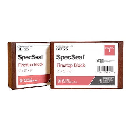Specseal Firestop Block, 8 in. L, Red SBR25