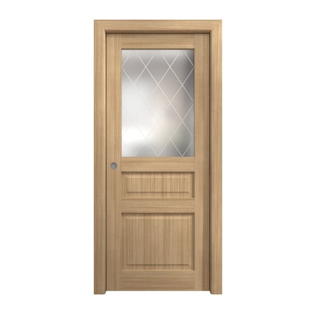 Sartodoors Sliding Pocket Door 28 x 80 inches, Ego 5011 Natural Oak, Kit Rail Hardware, Solid Wood Interior EGO5011PD-SNA-28