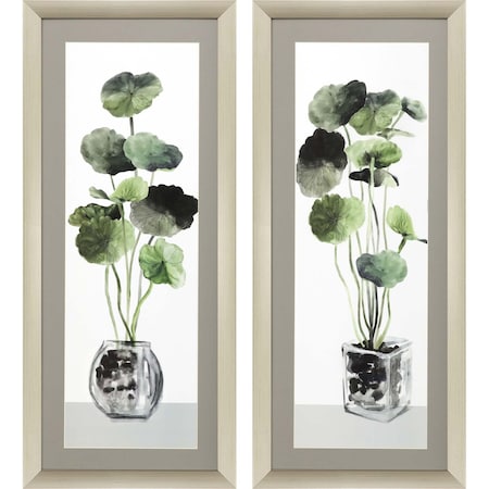 Homeroots Set Of Two Simple Glass Silver Framed Print Wall Art, 2PK 474086
