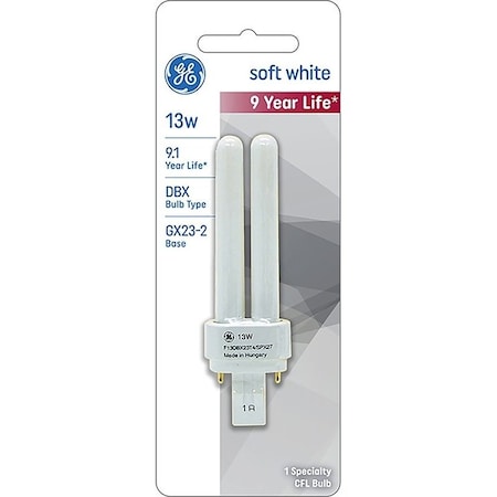 Ge 13578 Fluorescent Tube, 13 W, T4 Lamp, GX23-2 Lamp Base, 810 Lumens 13578/93130286