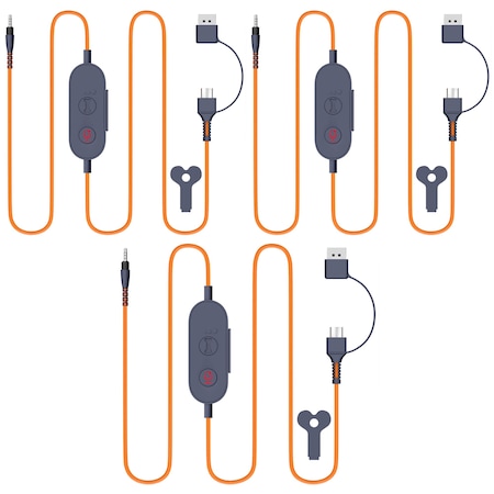 Delton Ascent Replacement USB/USBC Cable for Kids Learning Computer Headset Headphones 3-Pack S35