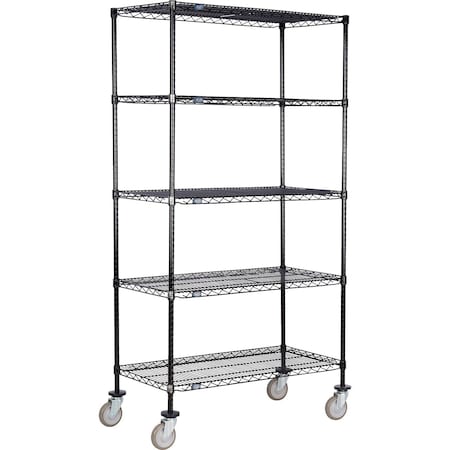 Global Industrial Nexel 5 Shelf Truck, Black Epoxy, 36"W x 14"D x 60"H, Polyurethane Swivel Casters B3156965