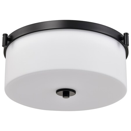 Nuvo Liam, 3 Light Flush Mount, Matte Black, White Opal Glass 60/8217