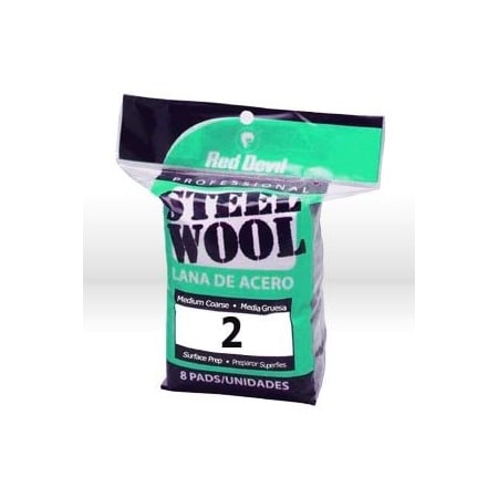 Red Devil Steel Wool, Steel Wool-Medium Coarse #2, 8PK 0325
