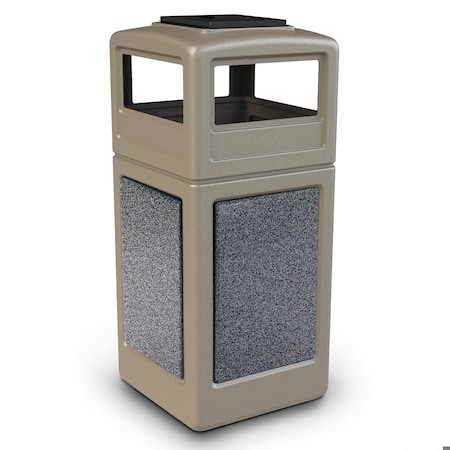 Commercial Zone Products 42-gallon StoneTec Square Ashtray-Lid, Beige w/ Pepperstone 720517K