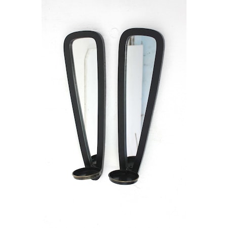 Homeroots Set of Two Black Solid Wood Wall Sconce Candle Holders, 2PK 274573