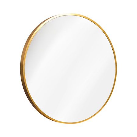 Homeroots 28" Gold Aluminum Round Framed Accent Mirror 691619
