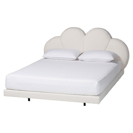 Baxton Studio Barrera Floating Platform Bed with Scalloped Headboard, Queen 262-14354-ZORO