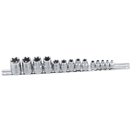 Genius Tools 14PC 1/4, 3/8 & 1/2in Dr. Star Hand Socket Set TX-23414