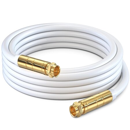 Maximm 2ft RG6 Quad Shielded Coaxial Cable for TV & Internet, White Coax -2FT - 1PK - white
