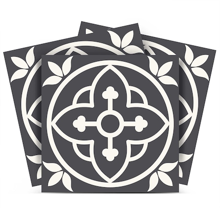 Homeroots 4" X 4" Tulipa Gray and White Peel and Stick Removable Tiles 399895