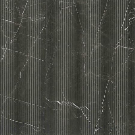 Ackland Striara Marvelle Velvet Noir 16 in. X 48 in. Satin Ceramic Marble Look Fluted Wall Tile, 3PK AKNPTSTRMAVENO16X48-CA