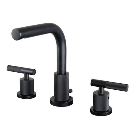 Kingston Brass Widespread Bathroom Faucet with Knurled Handle and Brass Pop-Up, Matte Black FSC8950KNL