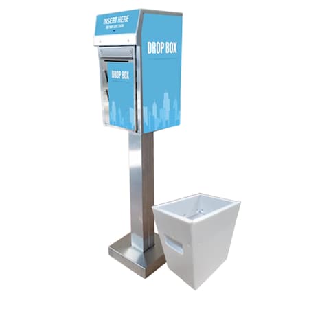 American Security Cabinets Small Payment Drop Box 500 Walk Up, On Concrete PMT-500-SS-OC-DL-KB