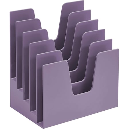 Acrimet 5 Section Incline File Sorter Desk Organizer Rack for Office Desktop Plastic Solid Purple 225.3