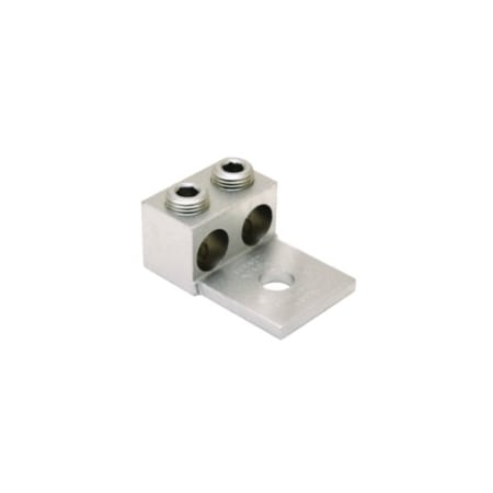 Burndy AL Term, 2 Cond, #2 AWG, 1/2 in Stud, Al/Cu Rated, 2 Screws K2A36U