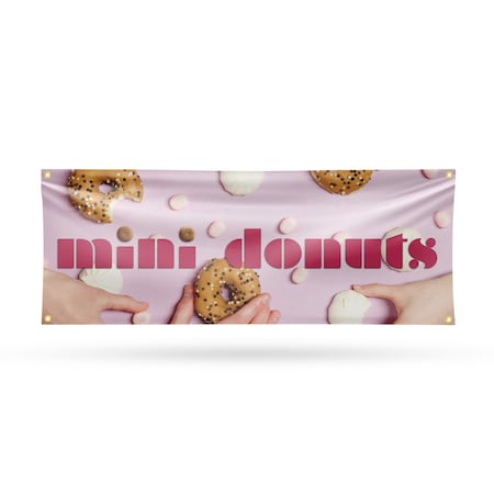 Signmission Mini Donuts, 18 Inch x 48 Inch, Vinyl Banner B-30740