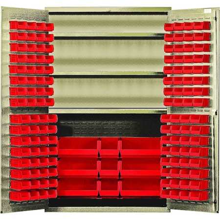 Quantum Storage Systems BEIGE STORAGE CABINET W/137 RED BINS QSC-BG-48SRD