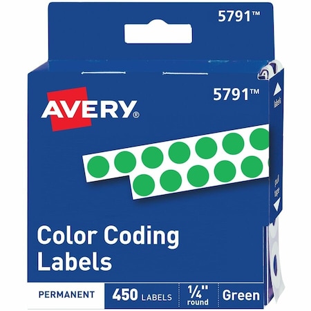 Avery Dennison Label, 0.25"Round, Green, PK450 05791