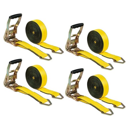 Mytee Products 4PK 2inx30ft Ratchet Straps w/Delta Ring 3333 lbs WLL Car Tie Down Strap for Truck, 4PK RS230Dx4