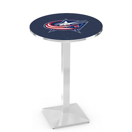 Holland Bar Stool Co 36" Chrome Columbus Blue Jackets Pub Table, 36" dia. Top L217C3636ColBlu