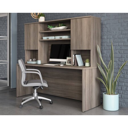 Officeworks By Sauder Desk With Hutch, 64.291 in H, 71.102 in W X Hudson Elm 431543
