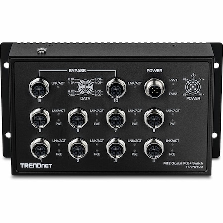 Trendnet 10-PORT INDUSTRIAL EN 50155 M12 GIGABIT POE+ RAILWAY SWITCH TI-XPG102