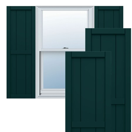 Ekena Millwork True Fit PVC, Four Board Framed Board-n-Batten Shutters, Thermal Green, 21 1/2W x 47H, PR TFP101BF21X047FG