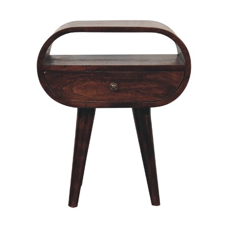 Homeroots 21" Walnut Solid Wood Oval One Drawer Nightstand 651529