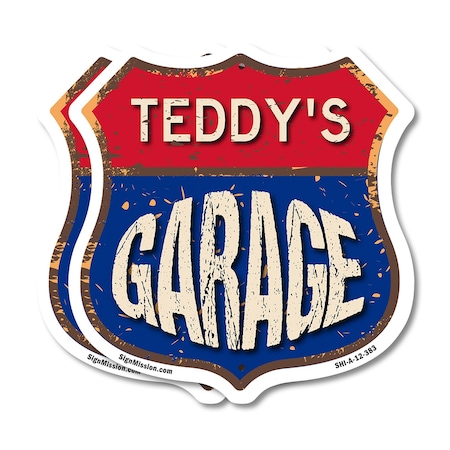 Signmission Teddy's Garage, 12 inch X 12 inch, Plastic Sign, 2PK SHI-P-2PACK-12-383-TEDDY