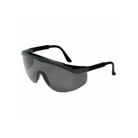 Mcr Safety Stratos Spectacles, Gray Lens, Polycarbonate, Duramass HC, Black Frame, Nylon 135-SS112