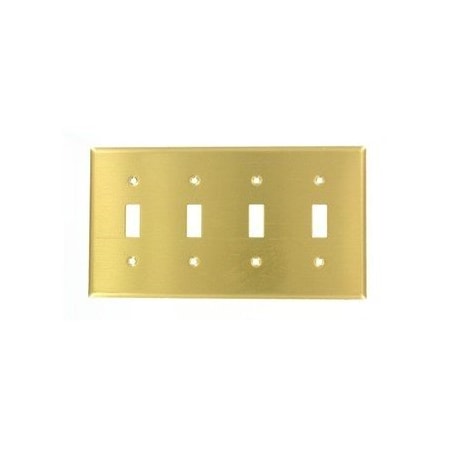 Leviton Switch Wallplate, Standard Size, Gang 4, Brass 81012