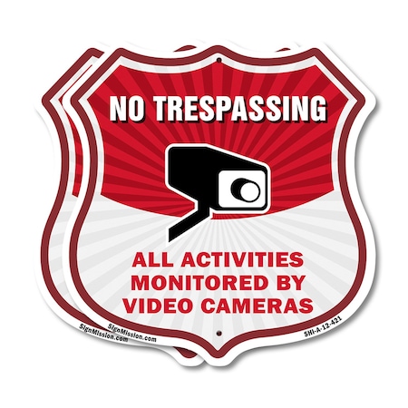 Signmission No Trespassing Shield Sign All Activitie, 12 inch X 12 inch, Plastic Sign, 2PK SHI-P-2PACK-12-421