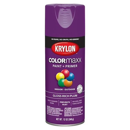 Colormaxx 12 Oz Krylon Rich Plum Paint & Primer Spray Paint, Gloss K05536007