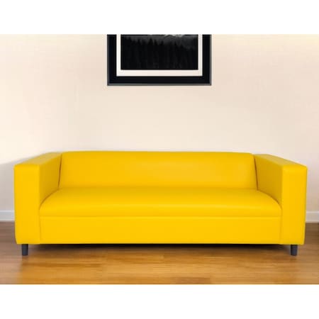 Homeroots 84" Yellow Faux Leather Sofa With Black Legs 530489