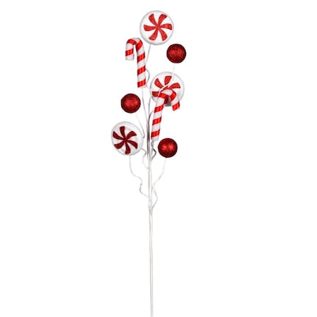 Vickerman 20 in. Red & White Candy Cane Swirl Spray, 6PK QG205022