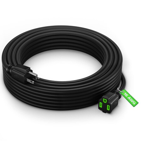 Maximm 20ft 16AWG Indoor Extension Cord w/ Black Indicators, Black ADW-LA03-20-B-1PK