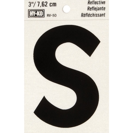 Hy-Ko Vinyl 3'' Reflective Adhesive Letter S RV-50S