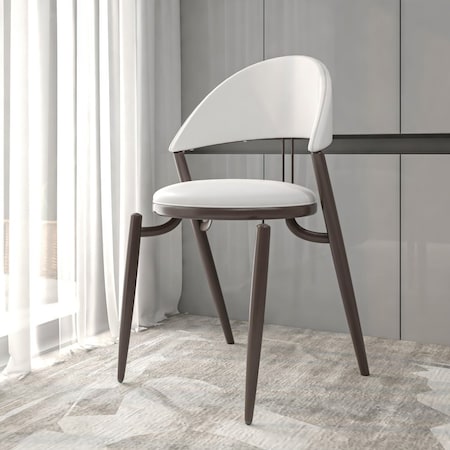 Leisuremod Venice Collection Modern Dining Chair In Black in White, 2PK VC49W2